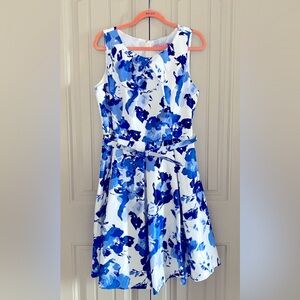 Eliza J New York White with Blue Florals Event Dress